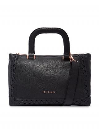 Interlocking Leather Tote - Black