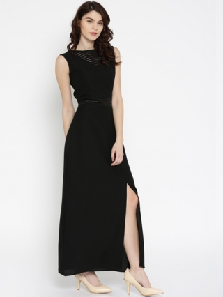 Black Solid Maxi Dress art56899