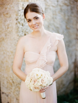 Flounced One-shoulder Chiffon Long Bridesmaid Dress