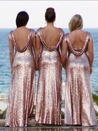 Rose Gold Sequin Bridesmaid Dress