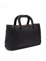 Interlocking Leather Tote - Black