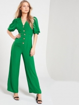 V-Neck Button Through Belted Jumpsuit