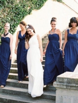 Dark Blue Bridesmaid Long Dress