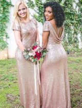 Rose Gold Sequin Bridesmaid Dress